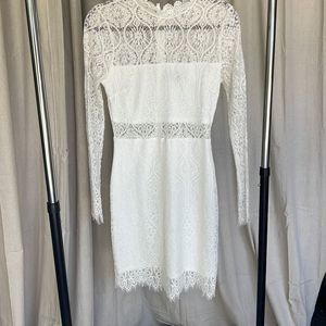 Lulus Long Sleeve White Lace Mini Dress Bridal